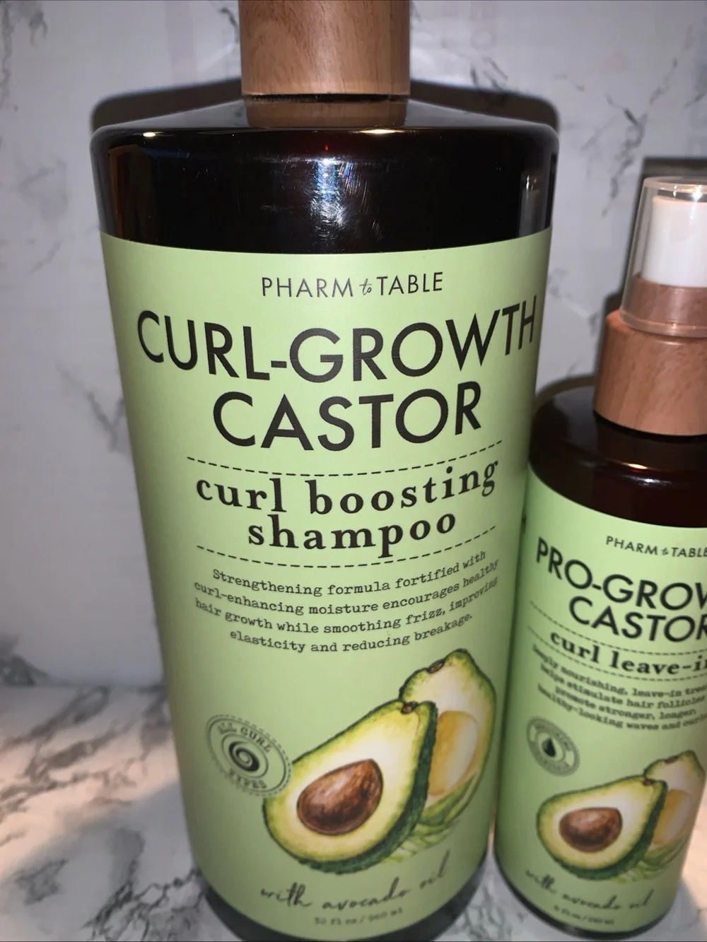 Pharm + Table Curl-Growth Castor Shampoo & Leave-In Duo - Green Avocado